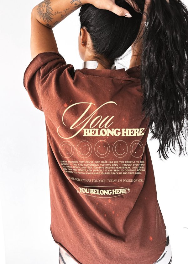 FINAL SALE: YOU BELONG HERE BLEACHED OUT SIDE SLIT TEE Cheap