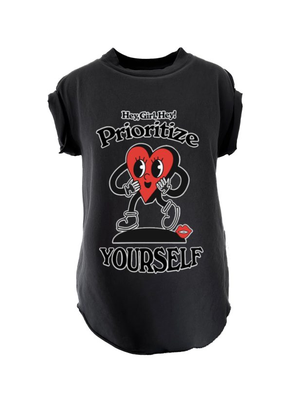 PRIORITIZE YOURSELF SIDE SLIT TEE For Sale