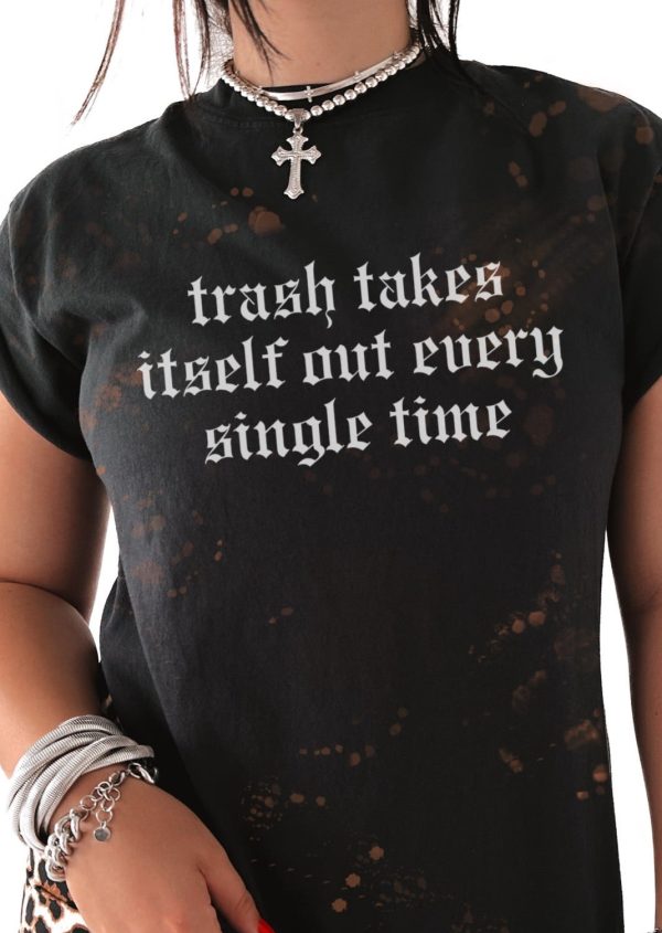 TRASH TAKES ITSELF OUT BLEACHED SIDE SLIT TEE Sale