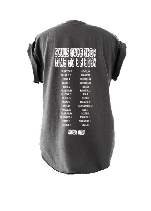 SOULS TAKE THEIR TIME TO BE BORN SIDE SLIT TEE Online Hot Sale - Image 5