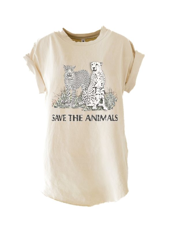 90 s SAVE THE ANIMALS VINTAGE SIDE SLIT TEE Sale - Image 4