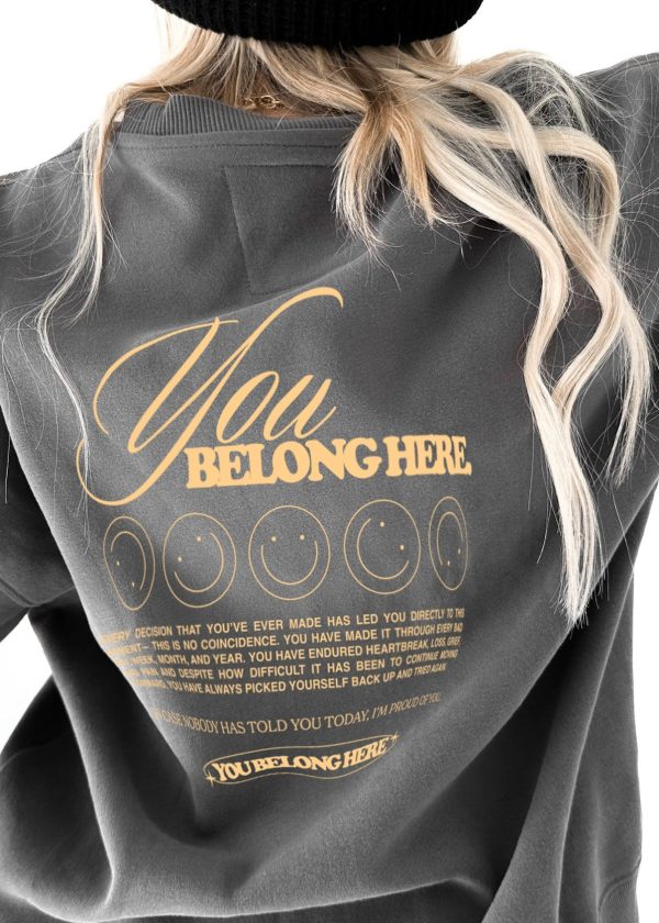 YOU BELONG HERE OVERSIZED GRAPHIC SWEATSHIRT For Cheap