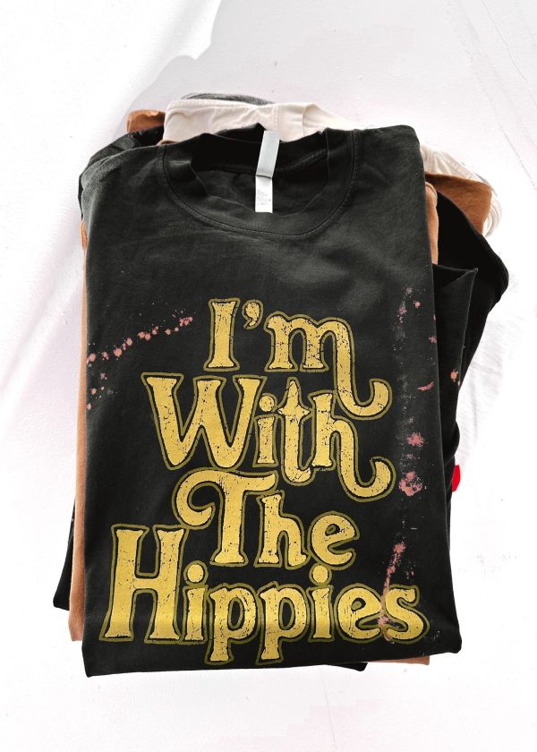 I M WITH THE HIPPIES BLEACHED OUT SIDE SLIT TEE Online now