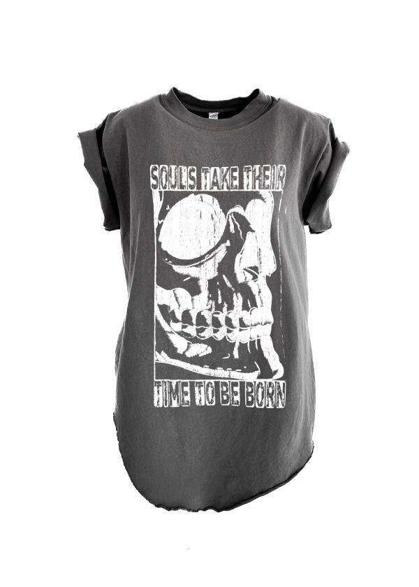 SOULS TAKE THEIR TIME TO BE BORN SIDE SLIT TEE Online Hot Sale - Image 4