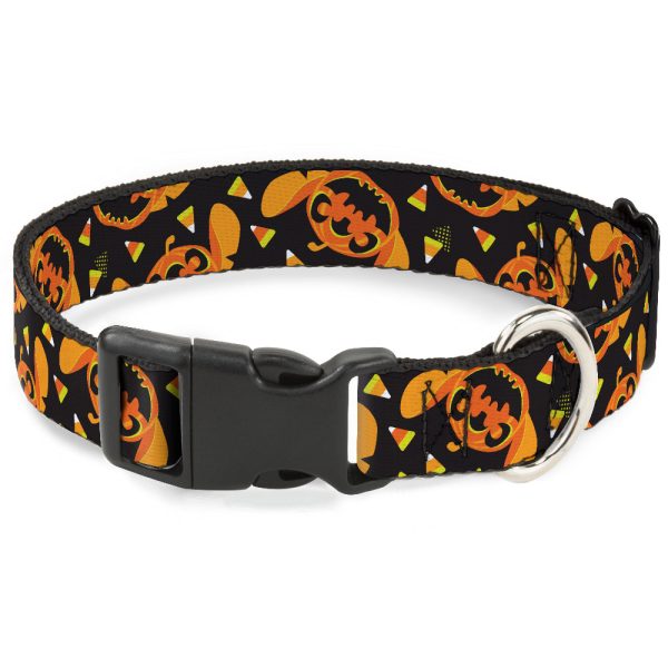 Plastic Clip Collar - Lilo and Stitch Halloween Stitch Jack-O-Lantern Pumpkin and Candy Corn Black Oranges Cheap