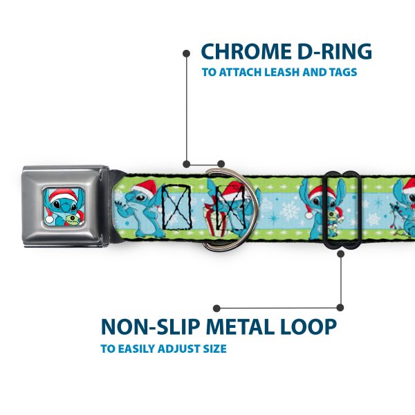Lilo and Stitch Holiday Stitch and Scrump Pose Full Color Blue Seatbelt Buckle Collar - Lilo and Stitch Holiday Stitch and Scrump Poses Stripe Green Blue Hot on Sale - Image 5
